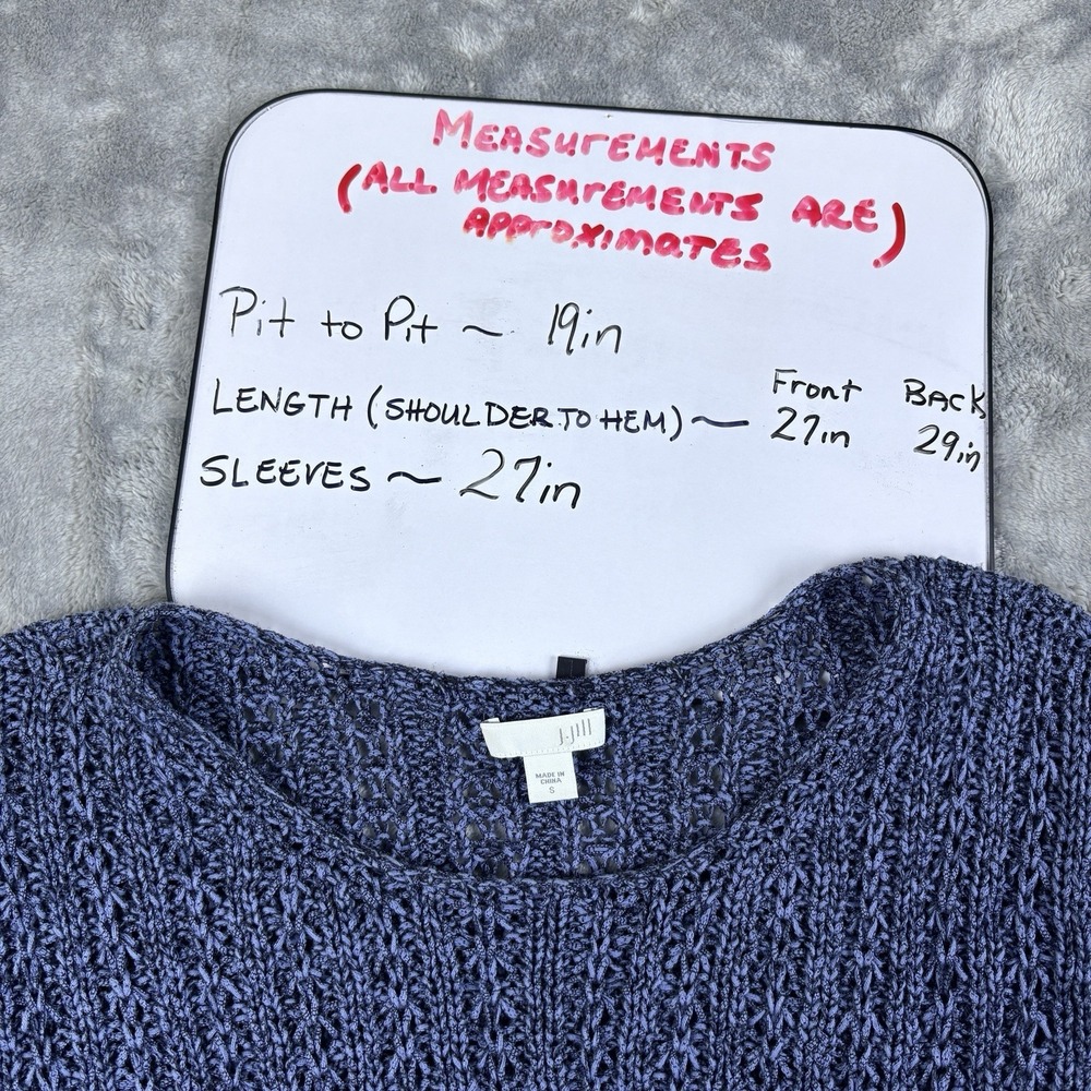J Jill Sweater Womens Blue Small Open Knit Pullover Lightweight Boho Coastal - Picture 5 of 10